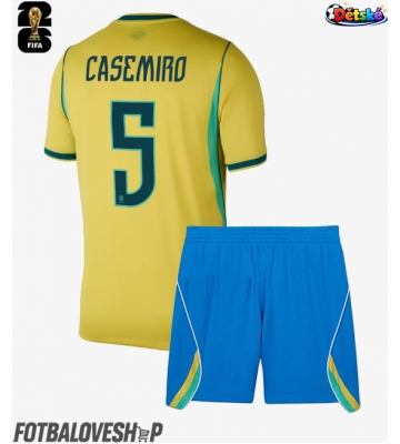 Brazílie Casemiro #5 Dětské Domácí Dres MS 2026 Krátký Rukáv (+ trenýrky)